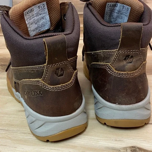 Carolina Waterproof Moc Toe Work Boots Brown Leather EH SR Mens 9.5D CA5593 - Picture 10 of 11